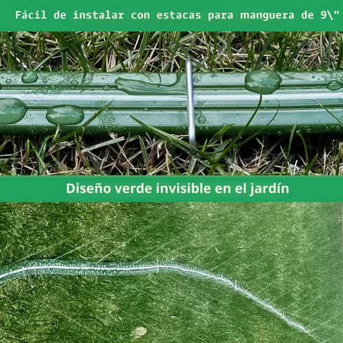Miniatura 4 de Watoo Manguera de riego y manguera de remojo para patio, manguera de jardín plana reforzada de 100 pies con agujeros, manguera de riego de césped