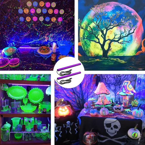 Miniatura 4 de Barra de Luz Negra 10W Tira de Luz Negra UV para Fiesta Brillante: 1 pie USB Portátil LED Suministros de Fiesta para Pintura Corporal, Escenario