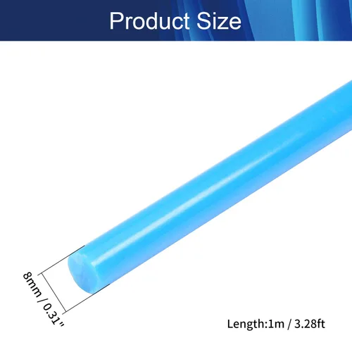 Miniatura 2 de Aicosineg Varilla redonda de plástico de polioximetileno para industria mecánica, color azul, 1/3 x 39-3/8 pulgadas (profundidad x largo), 2