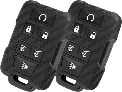 Miniatura 10 de Funda para llavero con patrón de fibra de carbono de silicona Compatible con Chevrolet Colorado Silverado Suburban Tahoe Compatible con GMC Canyon