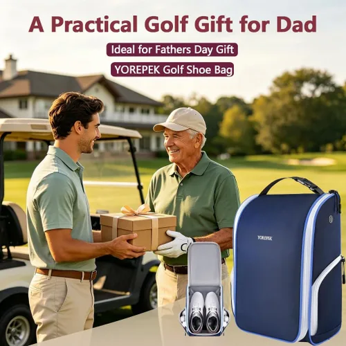 Miniatura 2 de YOREPEK Bolsa para zapatos de golf, con 3 bolsillos para calcetines, guantes, camisetas, bolas, cepillo, diseñada con una asa de transporte superior