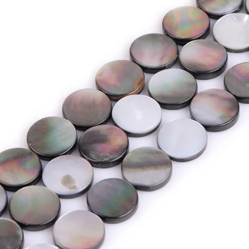Miniatura 10 de GEM-Inside - Cuentas sueltas de ágata negra natural de 0.630 in, moneda de cristal de rayas energéticas para hacer joyas, 15 pulgadas