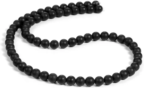 Miniatura 19 de Cuentas de ónix negro BEADNOVA con cuentas de cristal natural, piedras preciosas, redondas, sueltas, curativas de energía con cordón elástico de 01)