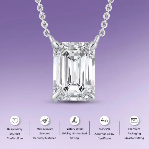 Miniatura 25 de La Joya Collares de diamantes de 1 quilate para mujer Collar de diamante solitario cultivado en laboratorio GH VS/SI Cadena de oro macizo