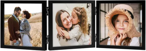 Miniatura 13 de Marco de fotos triple con bisagras de 5 x 7 para 3 fotos, marcos de fotos plegables con soporte vertical de vidrio, blanco