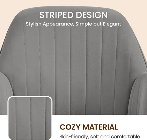 Miniatura 4 de Yaheetech Boucle - Silla de tocador de escritorio con respaldo, cómoda silla rodante de oficina con ruedas, ergonómica, altura ajustable, giratoria