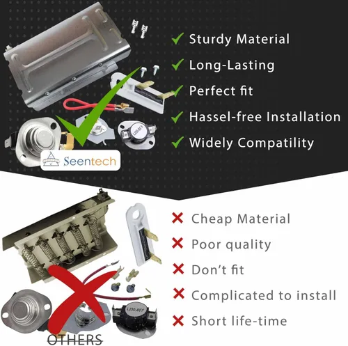 Miniatura 5 de Seentech Elemento calefactor para secadora 279838 y fusible térmico 3392519 y termostato de secadora 279816 3977767 - Compatible con secadora
