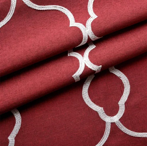 Miniatura 6 de Miuco, cortinas de imitación de lino con bordado marroquí, semitransparentes, con ojales para salón o dormitorio
