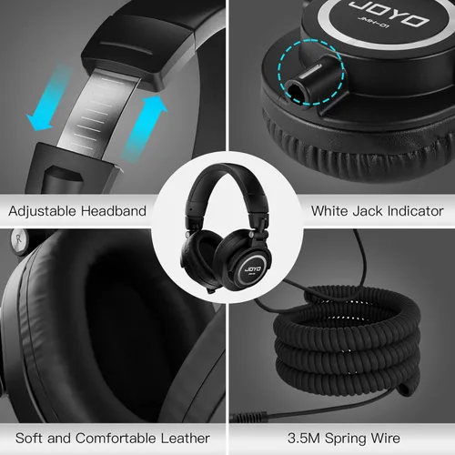 Miniatura 5 de JOYO - Auriculares de monitor de estudio con cable para grabación de audio, auriculares de diadema para mezclador, amplificador, podcast, teclado