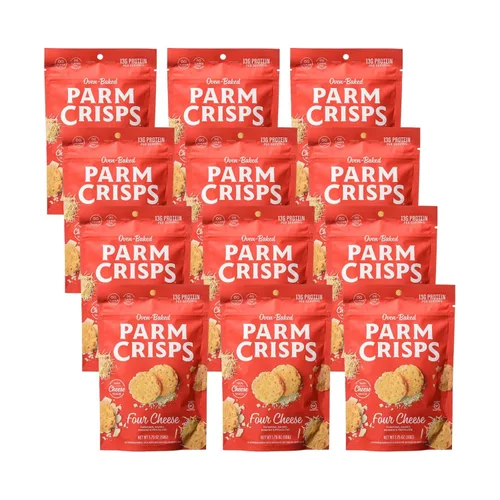 Miniatura 11 de ParmCrisps - Galletas crujientes de queso cheddar, hechas simplemente con queso 100% REAL Snacks keto saludables, bajos en carbohidratos, altos