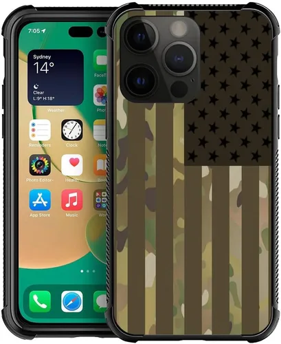 Miniatura 49 de ZHEGAILIAN Funda compatible con iPhone 14, funda de munición AK 47, parte trasera de vidrio templado+funda protectora de TPU de silicona suave