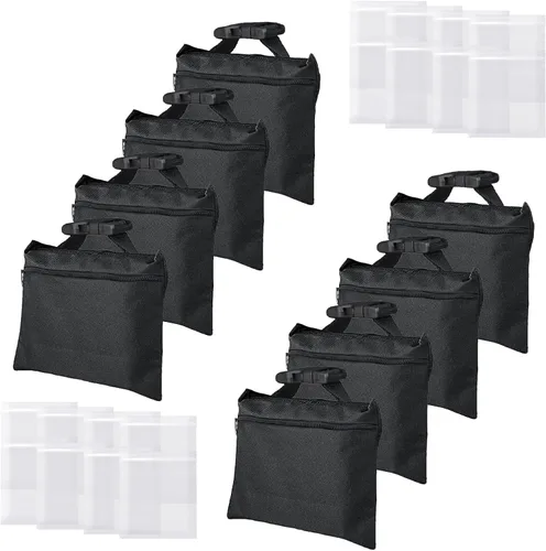 Miniatura 10 de Sacos de Arena 4 Paquetes con 4 Bolsas de PE, Sacos de Arena de Servicio Pesado, Sacos de Arena para Peso con Cremallera y Correas con Hebilla