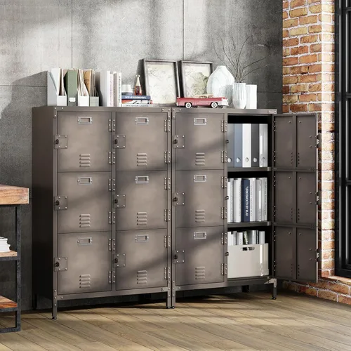 Miniatura 9 de Yizosh Armario de metal con 6 puertas con cerradura, armarios de almacenamiento de acero industrial para empleados – Armarios de almacenamiento