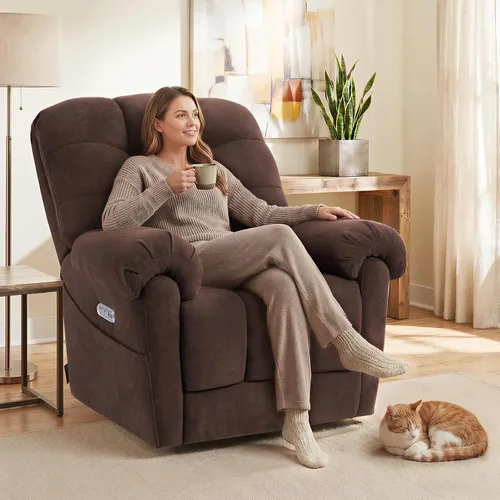 Miniatura 2 de EONIX Mordern - Silla reclinable mecedora de masaje, reclinable mecedora eléctrica de doble motor para espacios pequeños, silla reclinable Lazy Boy