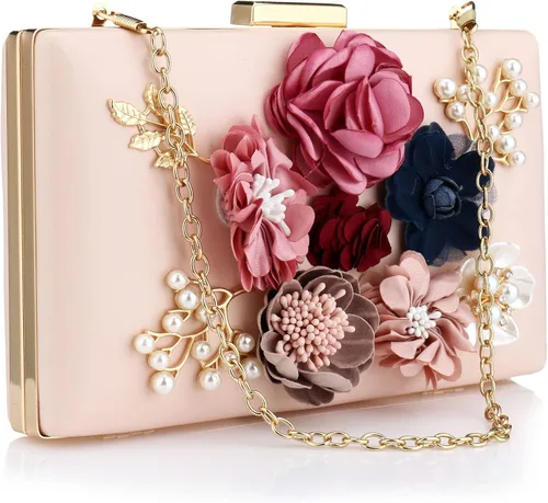 Bolso de noche floral para mujer, bolso de mano de noche de flores, elegante bolso de banquete para mujer, fiesta, boda, banquete