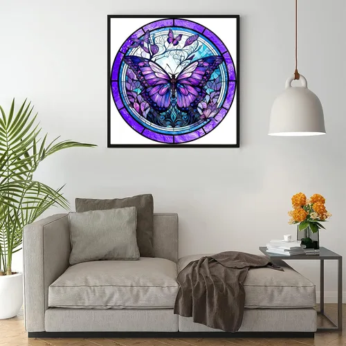 Miniatura 4 de ajepon Kits de pintura de diamantes de mariposa para adultos, kits de arte de diamantes de mariposa de vidrieras para adultos, kits de arte de gemas