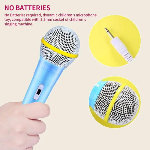 Miniatura 2 de Micrófono con cable, micrófono dinámico de 0.138 in, conector ligero, sin batería, para niños, máquina de cantar para el hogar (azul), tamaño libre