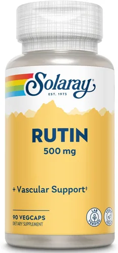 SOLARAY Rutina - 500 mg por porción, suplemento de rutina para hombres y mujeres, suplemento de bioflavonoides, apoya la salud venosa y vascular, la