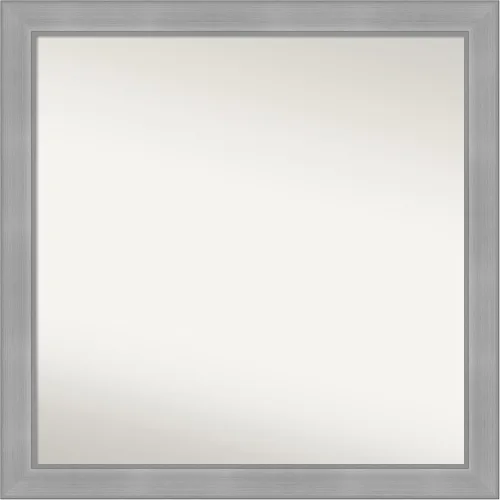 Miniatura 515 de Amanti Art Espejo de baño plateado para sobre el fregadero, 24 x 24 pulgadas, espejo cuadrado de peltre forjado a medida, marco de madera casual