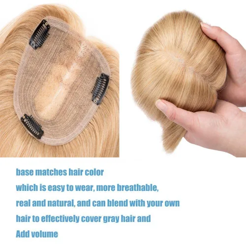 Miniatura 2 de originea Toppers de cabello humano 100% Remy con flequillo para mujer, base de seda, con clip, extensiones para adelgazar el cabello/cubierta