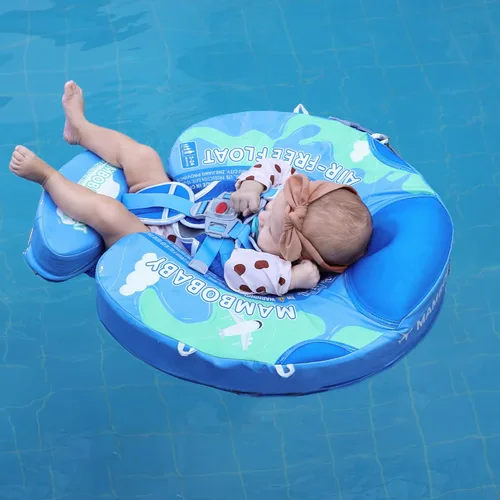 Miniatura 7 de Flotador de bebé con dosel no inflable Mambobaby Flotador de piscina para bebé mejorado con cola para niños pequeños Flotador de seguridad para Azul