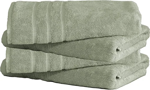 Miniatura 49 de Mosobam Juego de 4 toallas turcas de lujo de 35 x 70 pulgadas, color gris claro (gris), viscosa de bambú de 24.69 oz/m² y algodón peinado turco