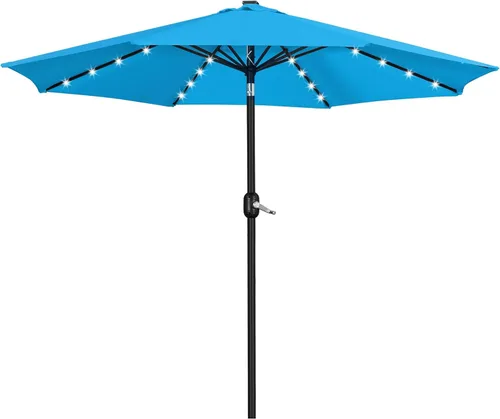 Miniatura 32 de Yaheetech - Paraguas de 9 pies con energía solar para patio - Paraguas de mesa de mercado con protección UV, 32 luces LED y botón de inclinación
