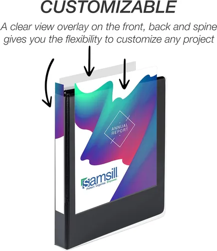 Miniatura 14 de Samsill - Carpeta duradera de 5 pulgadas, fabricada en los Estados Unidos, con anillos en D, transparente y personalizable, color blanco