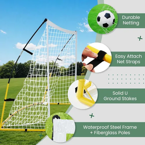 Miniatura 5 de Portería de fútbol de 8 x 5 pies para patio trasero, portería de fútbol portátil con bolsa de transporte, estacas en forma de U y cuerdas elásticas