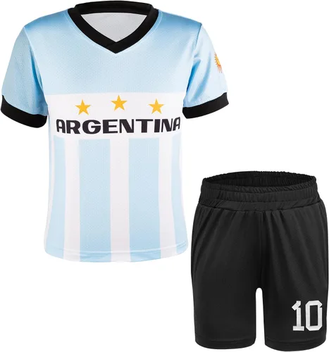 Miniatura 21 de Cnins Camisetas de entrenamiento de fútbol para niños de 2 a 14 años, trajes de práctica para niños y niñas con colores del equipo nacional