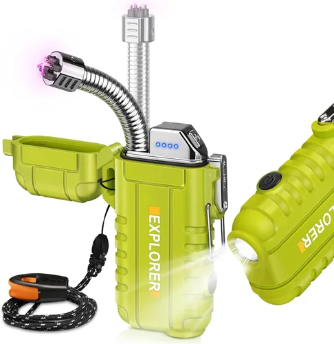 Miniatura 8 de Lafagiet Encendedor recargable USB C, cuello flexible de 360°, a prueba de viento y agua, encendedores de arco eléctrico para velas, camping F37-or
