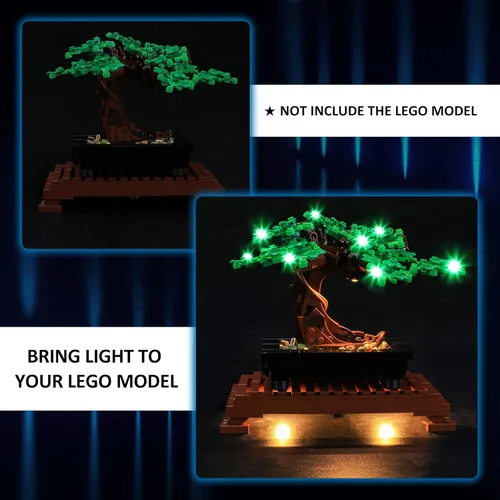Miniatura 6 de YEABRICKS Kit de luz LED para Lego – Creator Expert Bonsai (verde) modelo de bloques de construcción, juego de luces LED compatible con 10281