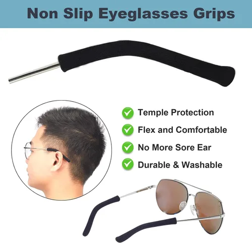 Miniatura 5 de Cojín de oreja para lentes de longitud más larga con algodón de punto suave, agarre elástico antideslizante para gafas, puntas de patillas de lentes