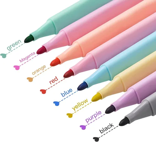 Marcadores de borrado en seco, lindo marcador estético con 8 colores, bolígrafo de pizarra blanca borrable de bajo olor para niños, rotuladores para
