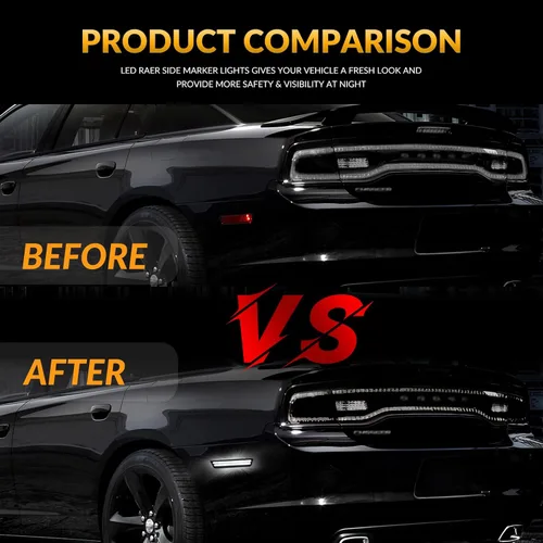 Miniatura 4 de Luces LED de Marcador Lateral Traseras Blancas Reflectores de Lámpara de Parachoques para Dodge Challenger 2008-14 y Charger 2011-14, 2 Piezas