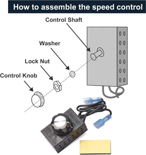 Miniatura 2 de Hiorucet Ventilador con control de interruptor de encendido/apagado de velocidad de reóstato variable e interruptor de termostato magnético