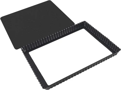 Miniatura 2 de IELEK Moldes rectangulares para tartas de quiche de flan con parte inferior extraíble de liberación acanalada, 12.8 x 8.5 pulgadas
