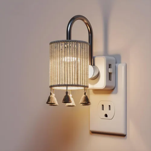 Miniatura 22 de L LOHAS LED Luces Nocturnas Enchufables en la Pared, Luz Nocturna Decorativa de Cilindro de Tela Boho con Borla, Sensor de Crepúsculo a Amanecer