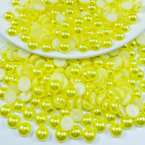 Miniatura 15 de 1000 perlas medias redondas de resina con parte trasera plana de 0.236 pulgadas para manualidades, para cara, uñas, vasos, ropa, zapatos, álbum