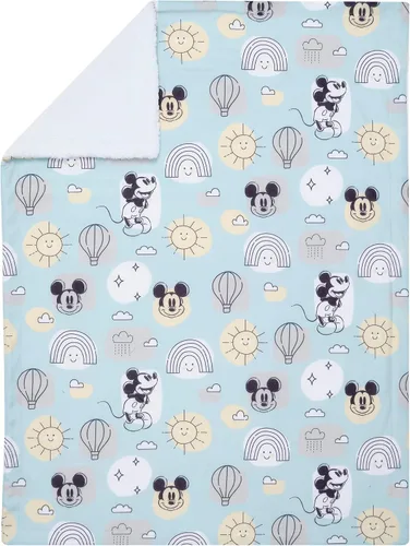 Miniatura 2 de Lambs & Ivy Disney Baby Classic Mickey Mouse - Manta de forro polar suave azul/blanco