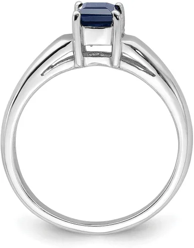 Miniatura 2 de Anillo de compromiso de oro blanco macizo de 14 quilates de 0.157in con piedras preciosas de septiembre de zafiro azul