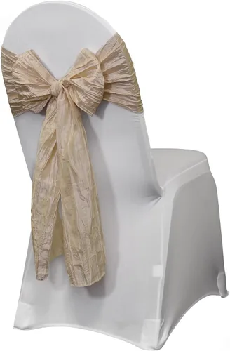 Miniatura 2 de YOUR CHAIR COVERS - Fajas para sillas de tafetán arrugadas color champán (paquete de 10), fajas para bodas, eventos, hoteles y servicios de catering
