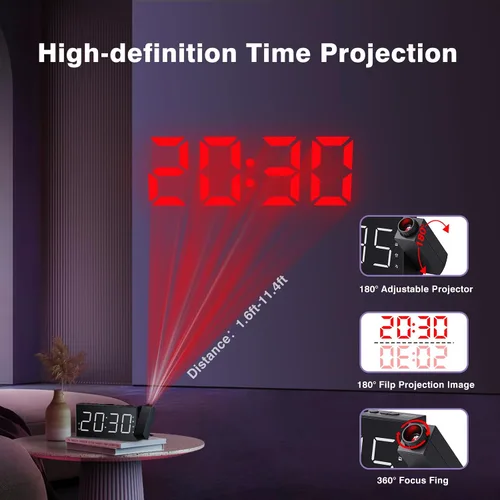Miniatura 5 de Radio reloj despertador con visualización LED de 1.8 pulgadas, de carga USB, alarma dual, respaldo de batería (Versión actualizada) Mesqool AM/FM
