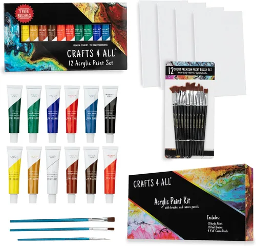 Miniatura 10 de Crafts 4 All Juego de pintura acrílica, pinturas artísticas para lienzo, pintura de modelos, madera, cerámica y tela, suministros de manualidades