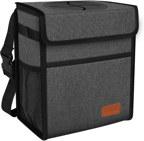Miniatura 10 de Femuar Cubo de basura para automóvil a prueba de fugas con tapa, impermeable, para SUV, bolsa de basura plegable y portátil, color negro