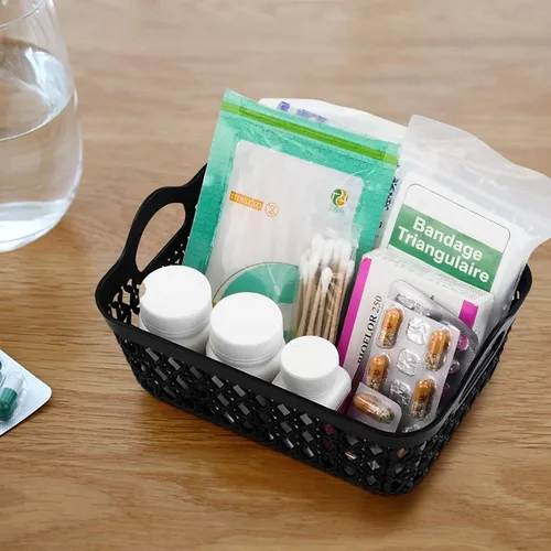 Miniatura 7 de Bandeja pequeña de plástico para almacenamiento de escritorio, color negro, 12 paquetes
