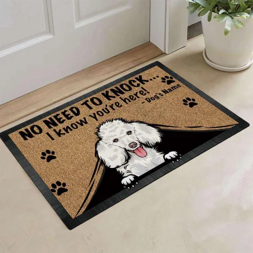 Miniatura 2 de Felpudo personalizado para amantes de los perros, diseño de pastor alemán, No Need to Knock I Konw You're Here, 27.5 x 17.7 pulgadas German Shepherd