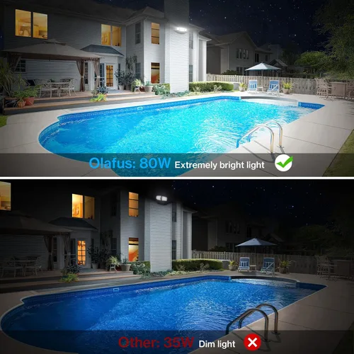 Miniatura 5 de Olafus Luces de inundación de 55 W para exteriores, luces LED de seguridad de 5500 LM, luz de inundación exterior de 6500 K con 3 cabezales Marrón