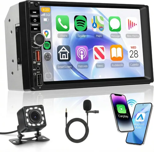 Miniatura 8 de Radio estéreo de doble DIN para automóvil, receptor de audio para automóvil con pantalla táctil de 7 pulgadas, estéreo Bluetooth de 2 DIN, enlace
