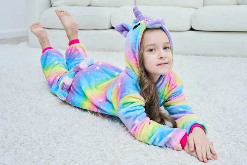Miniatura 23 de Pijama de unicornio unisex para niños, enteritos para disfraz, Halloween
